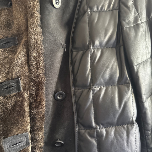 Womens Eddie Bauer Premium VTG 650 Goose Down Leather Jacket Size Sm - Picture 8 of 8